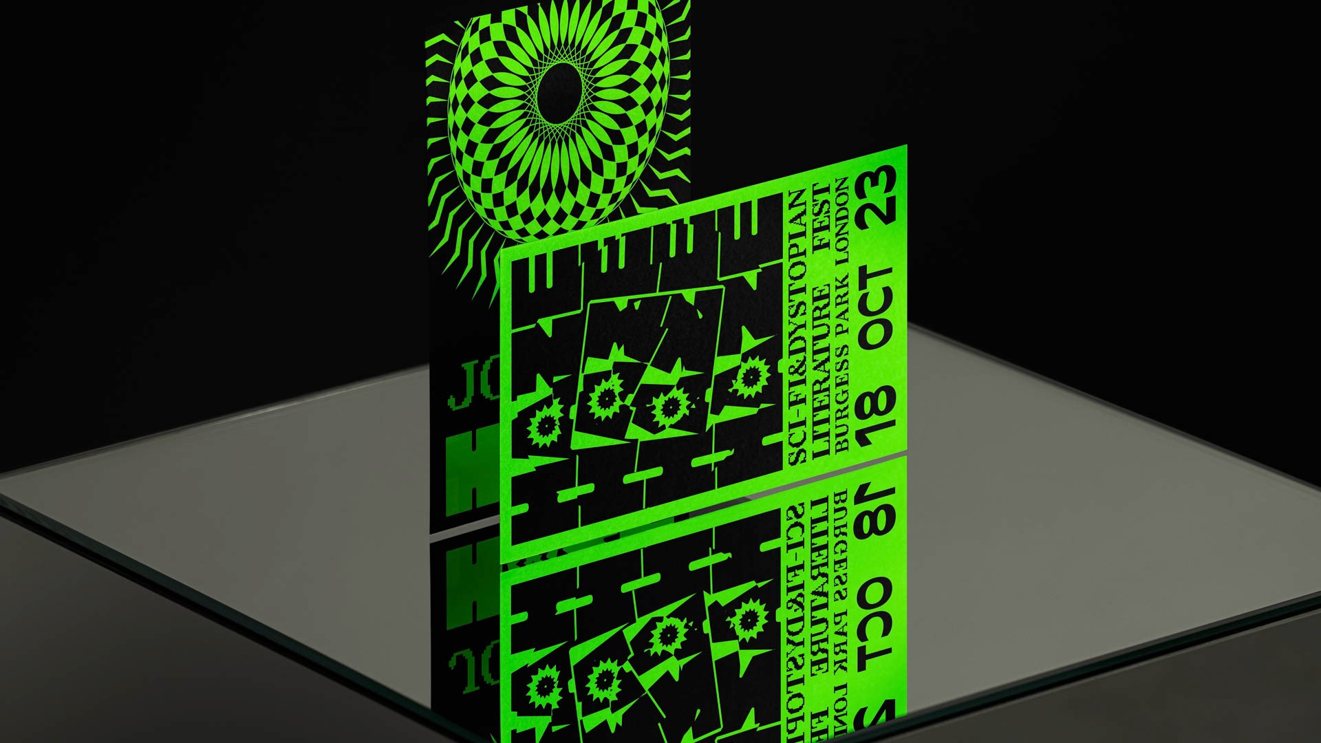 Green typographic posters for a festival called HA