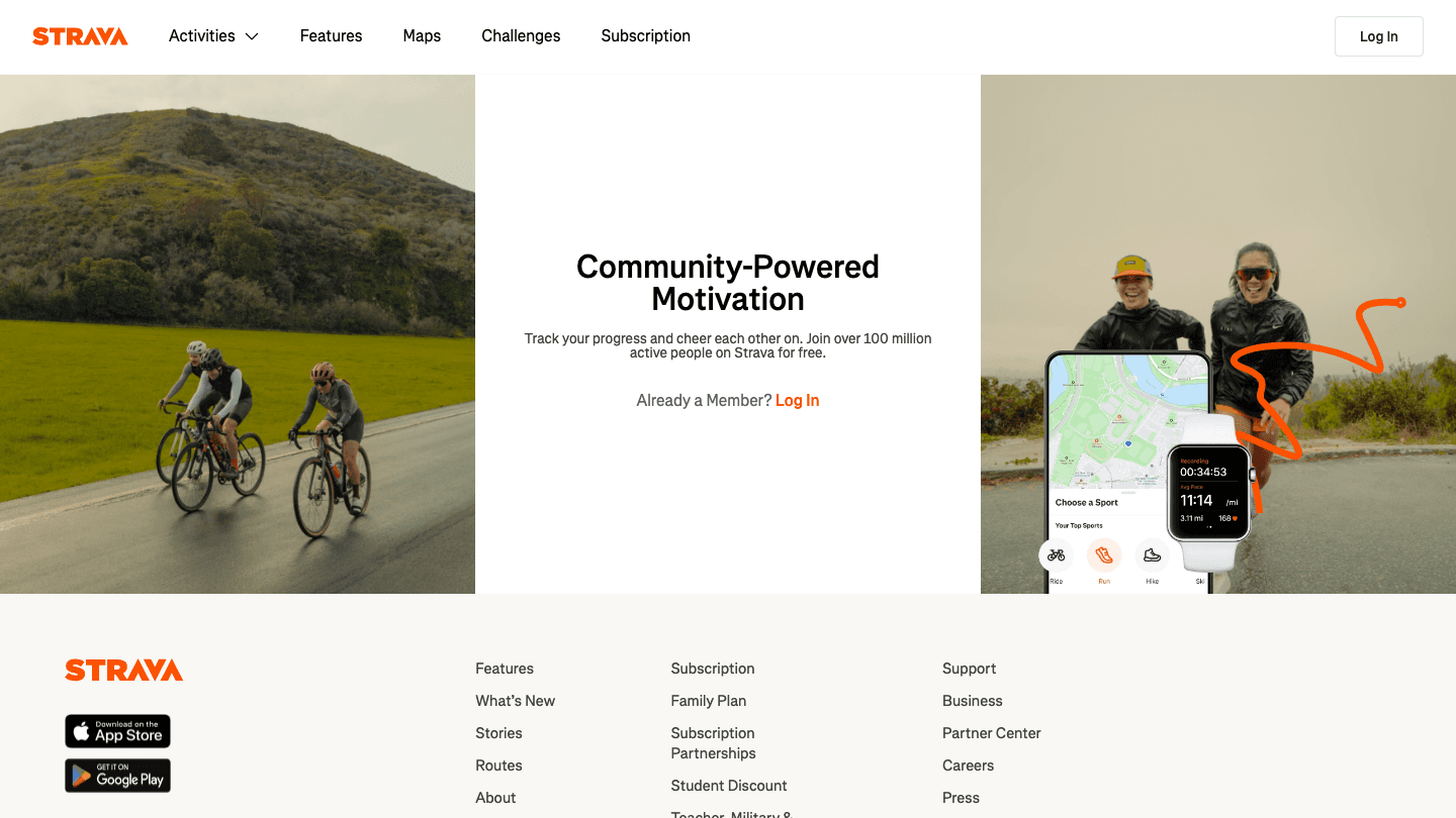 Strava website screenshot