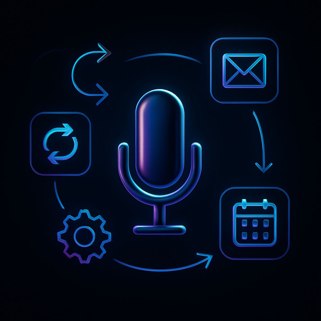 blue microfon and mail icon