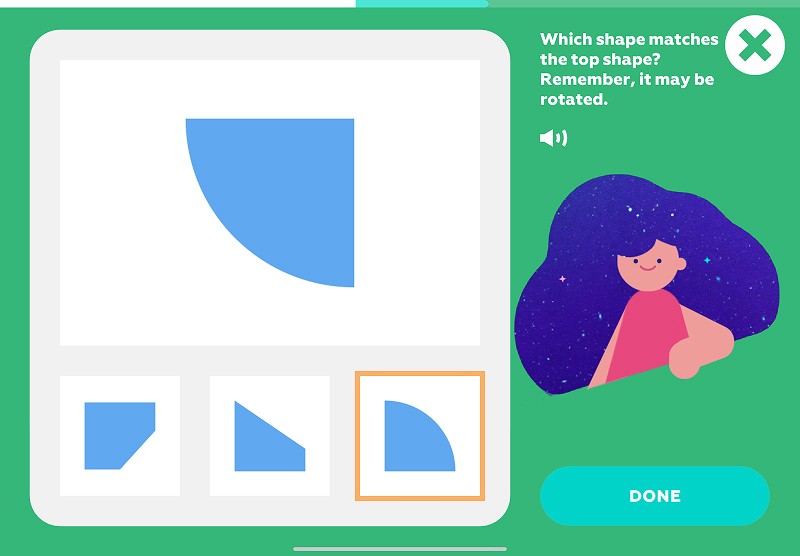 Mental rotation: rotate the shape to find the matching object