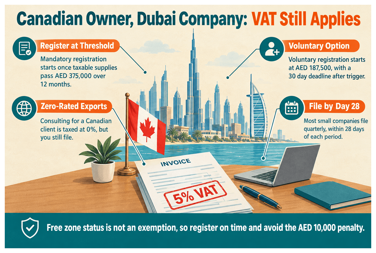Infographic: VAT Obligations for Canadian Entrepreneurs With a Dubai Company