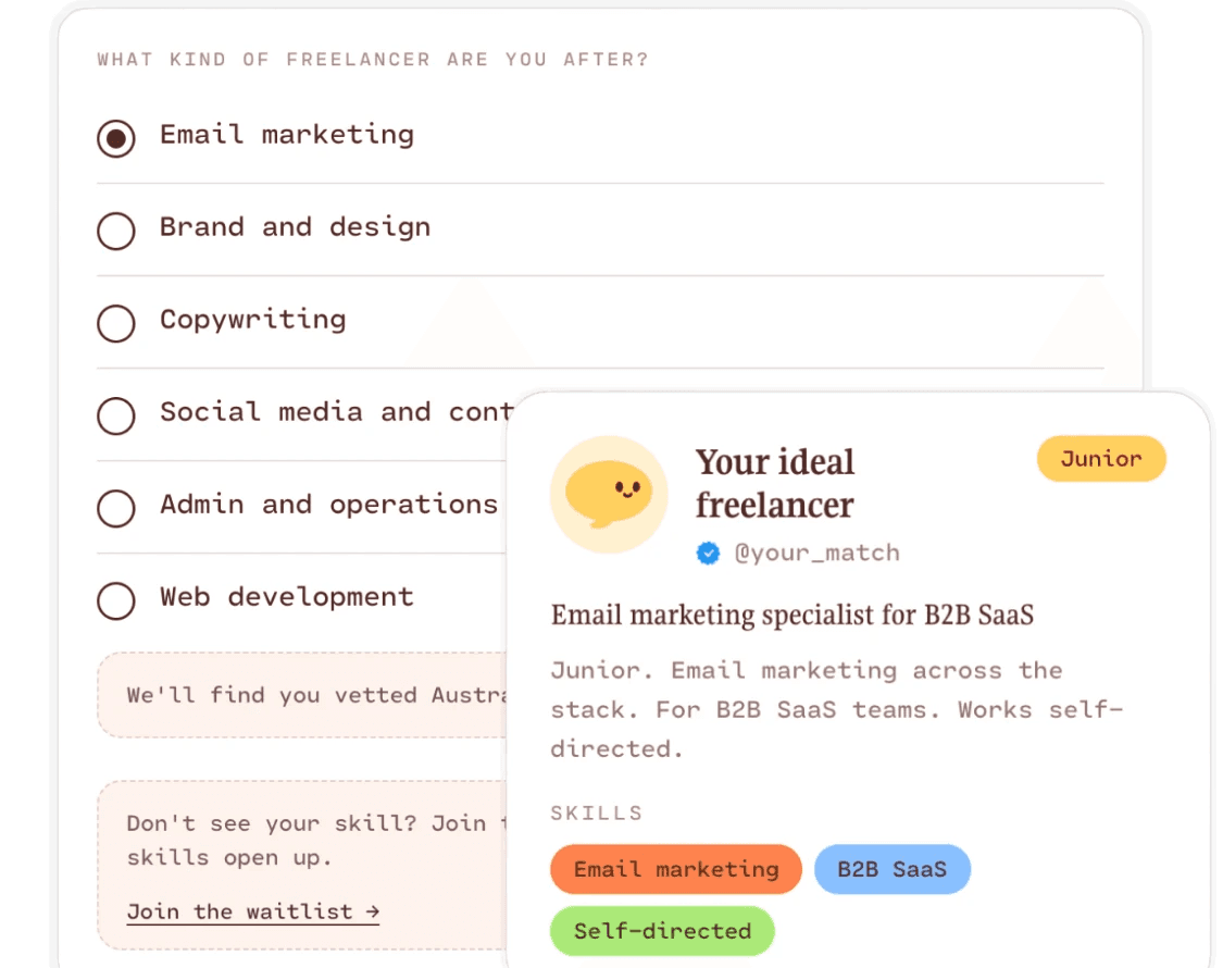 Contact list with three entries showing name, photo, and email