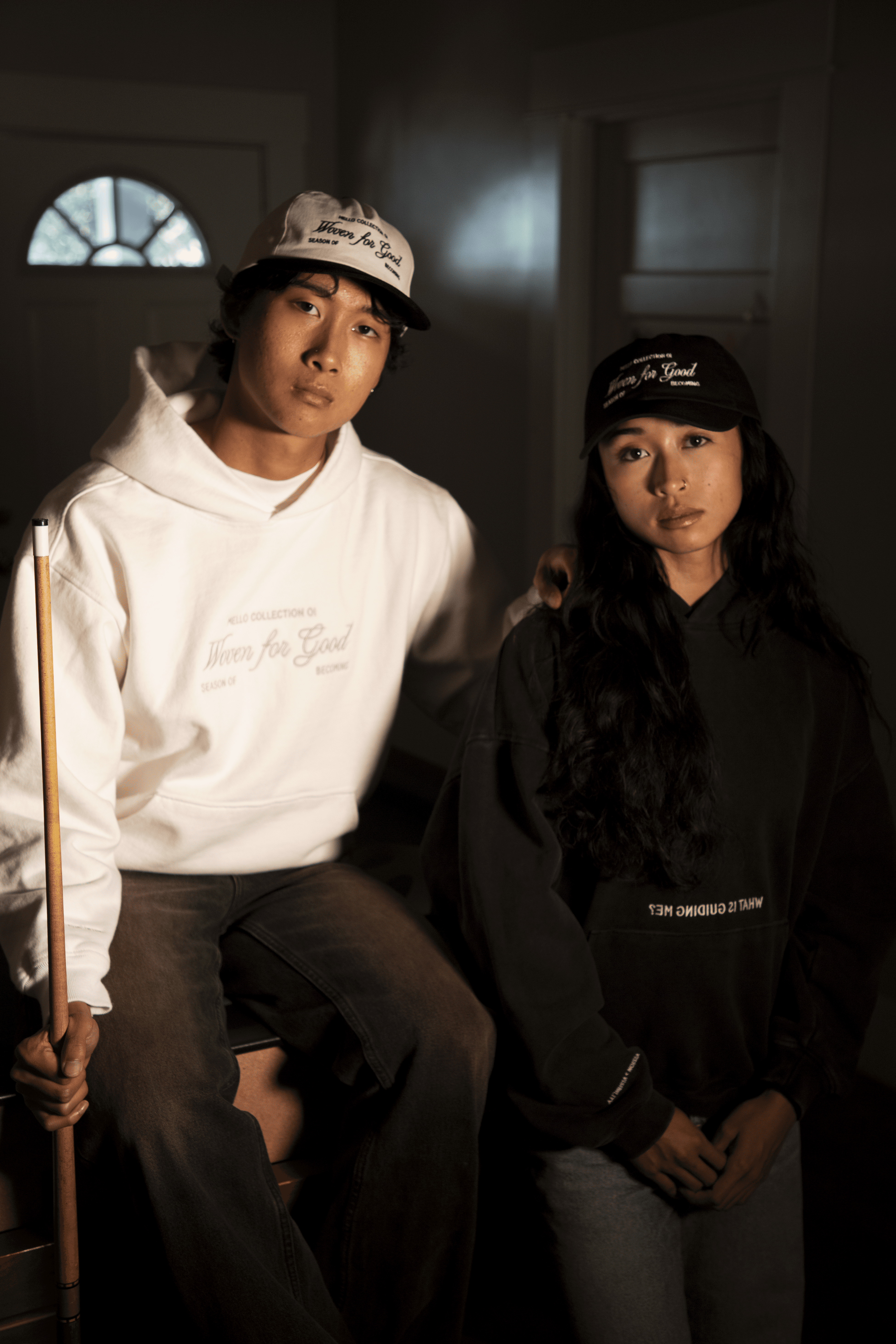 Image of two individuals wearing Mello Clothing