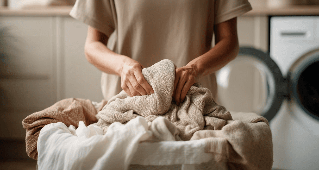 SilentAngels® Manager sortiert und faltet frische Wäsche – SilentAngels® Wäscheservice für saubere, gepflegte Kleidung und Textilien.