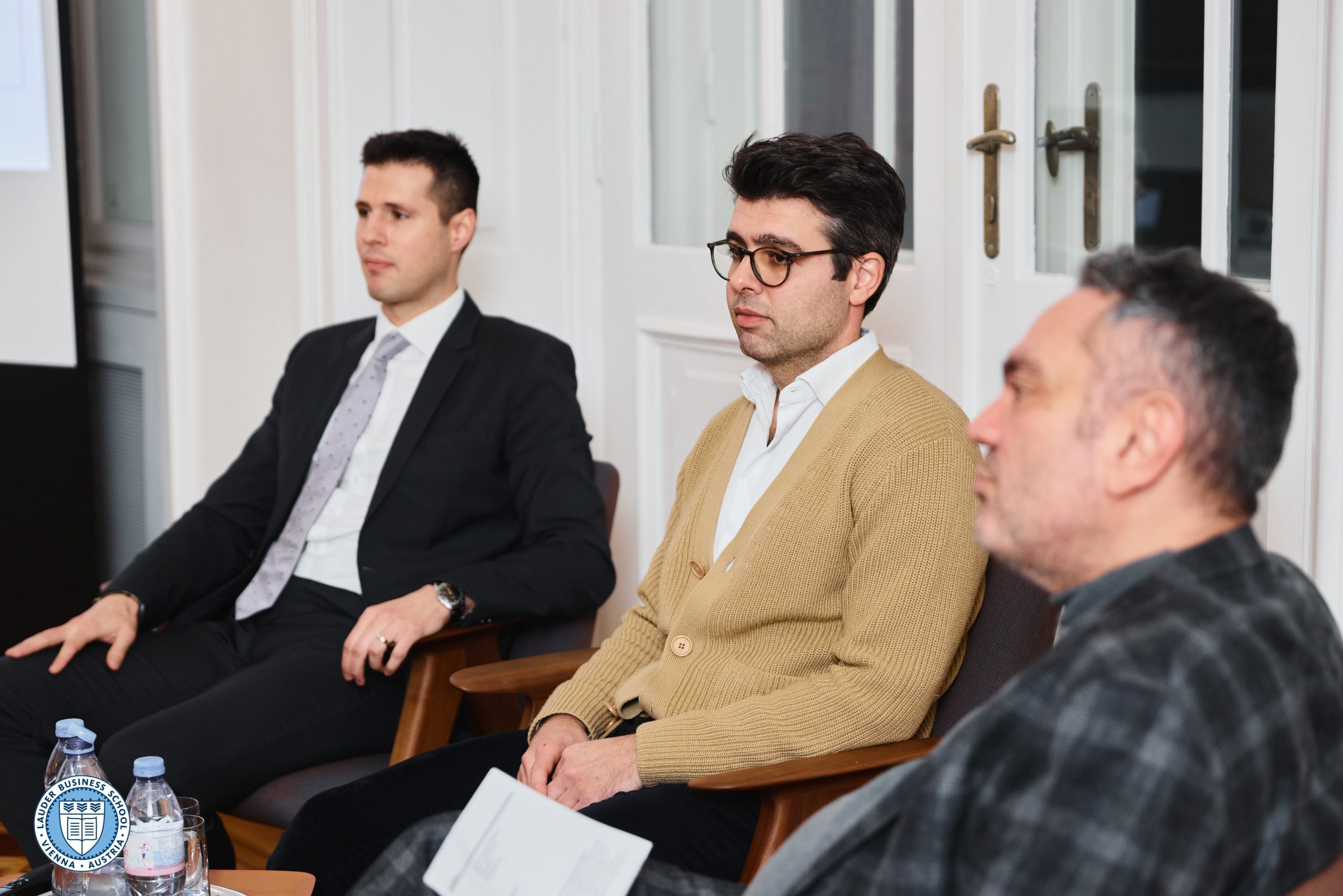  Dr. Omri Bergman, Head of Strategy & Operations for Central and Eastern Europe at Google, and Guest lecturer at LBS together wit hDr. Tamas Csermely, Director of Graduate Studies at LBS, and Julius Dem, Director of Studies for the Bachelor´s program at LBS