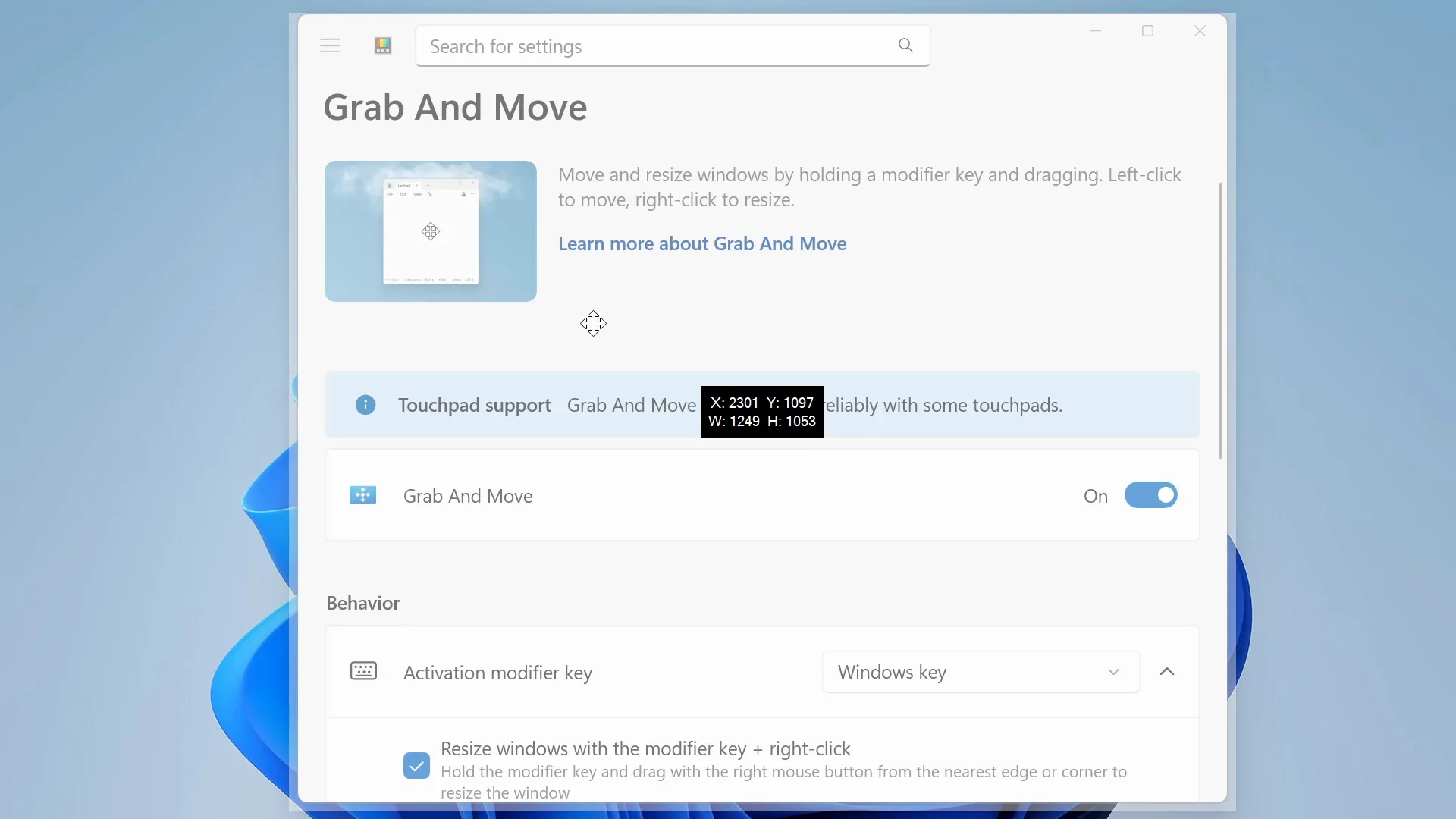 Grab and Move dragging a window from anywhere on it
