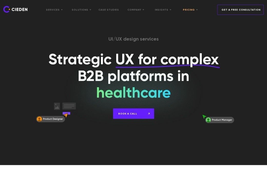 Cieden homepage and product design work