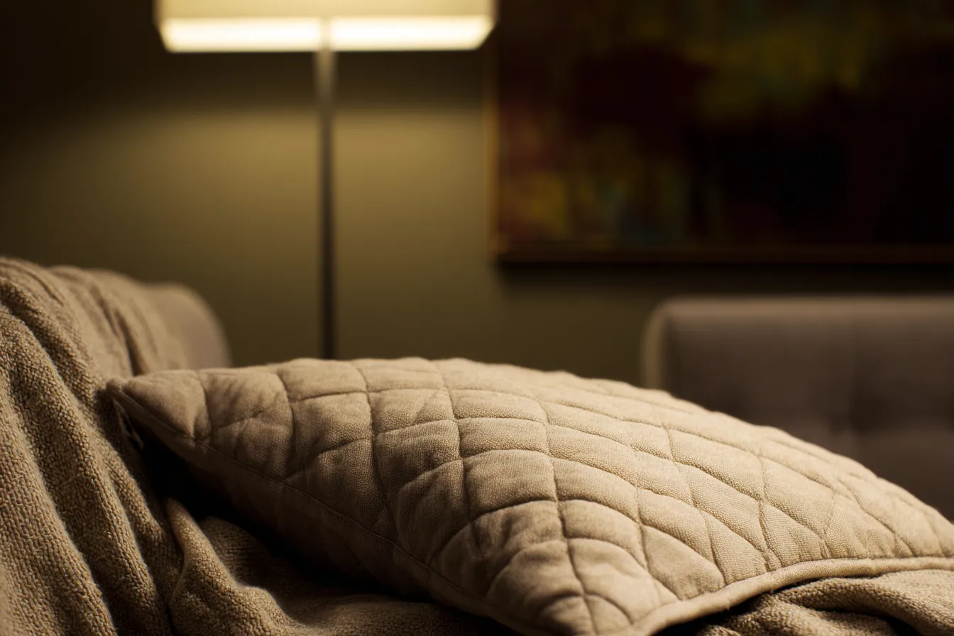 Calming counseling office with soft lighting and comfortable seating.