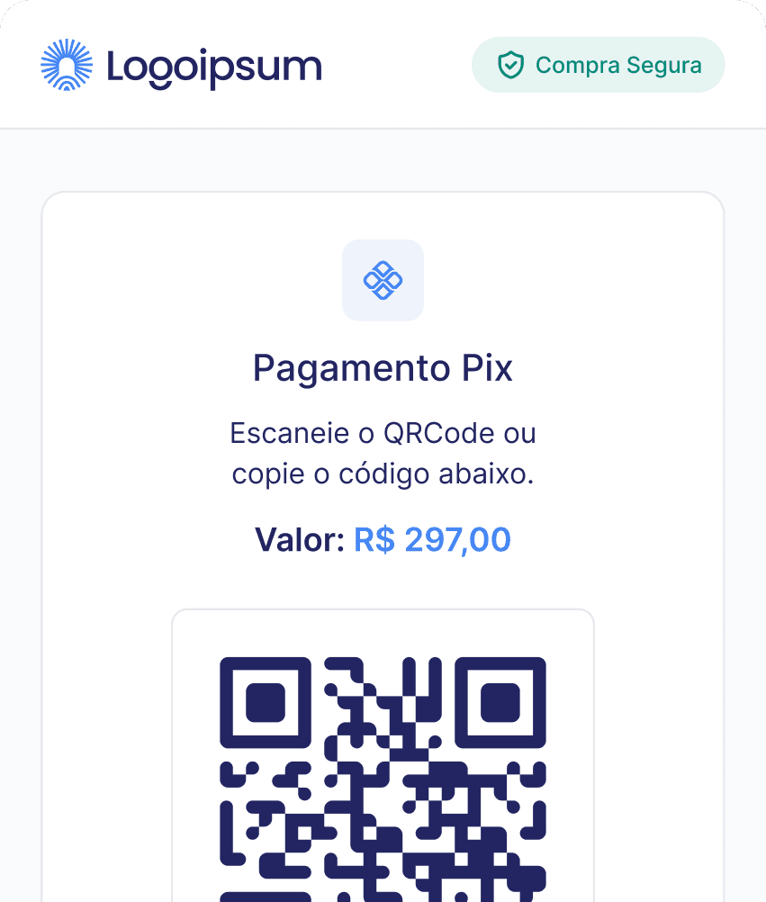 Tela de pagamento Pix no checkout SyncPay com QR Code gerado automaticamente