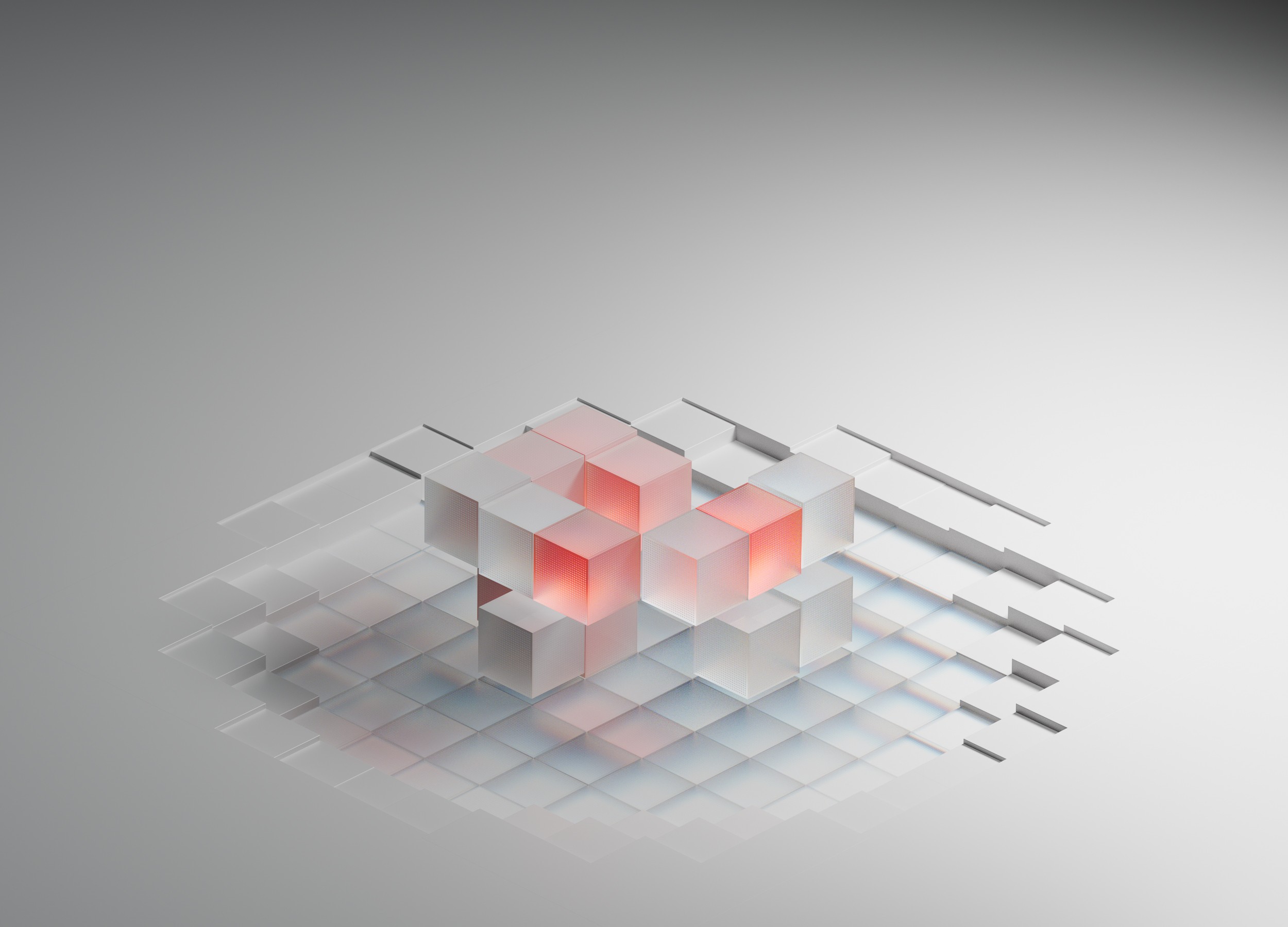 3D data visualization using cubes in Cinema 4D with Redshift, illustrating statistical models and analytical data