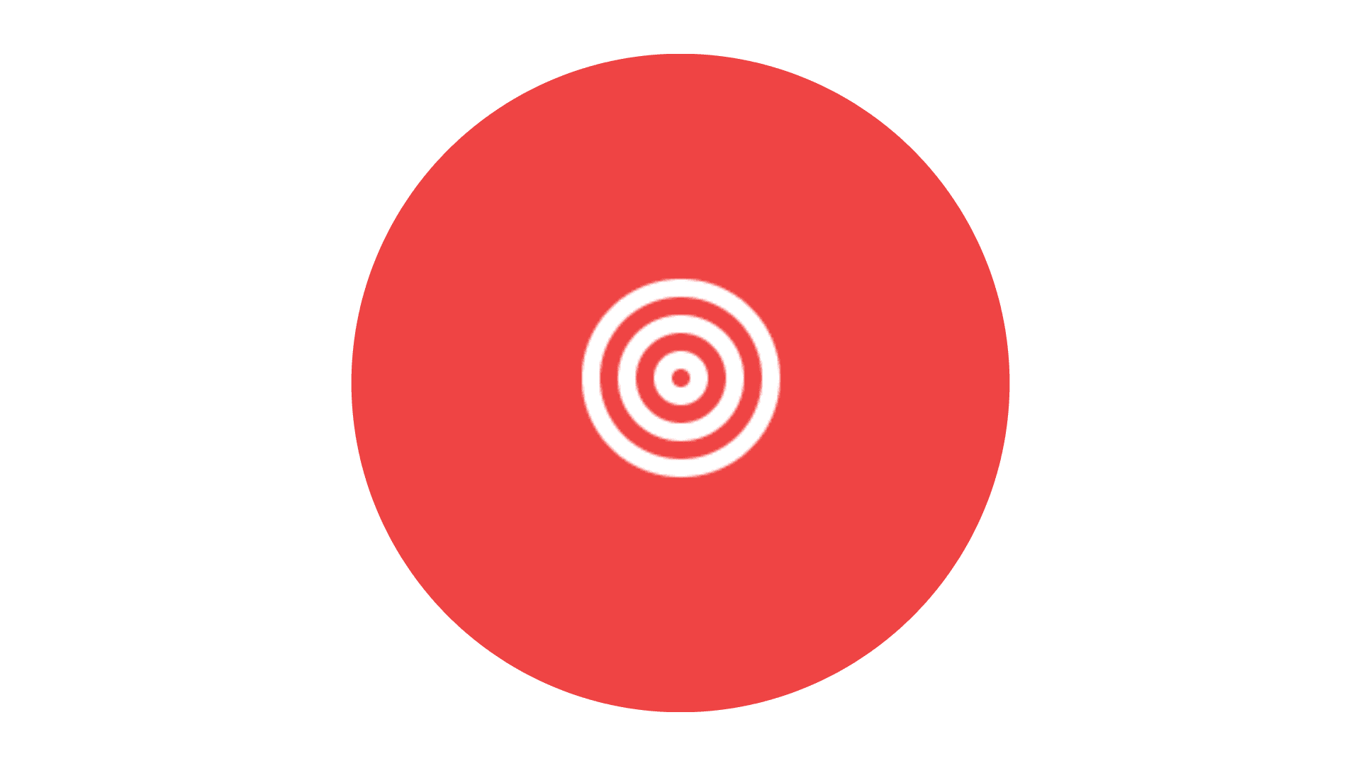 A red circle with white concentric circles in the center, resembling a target on a plain background.