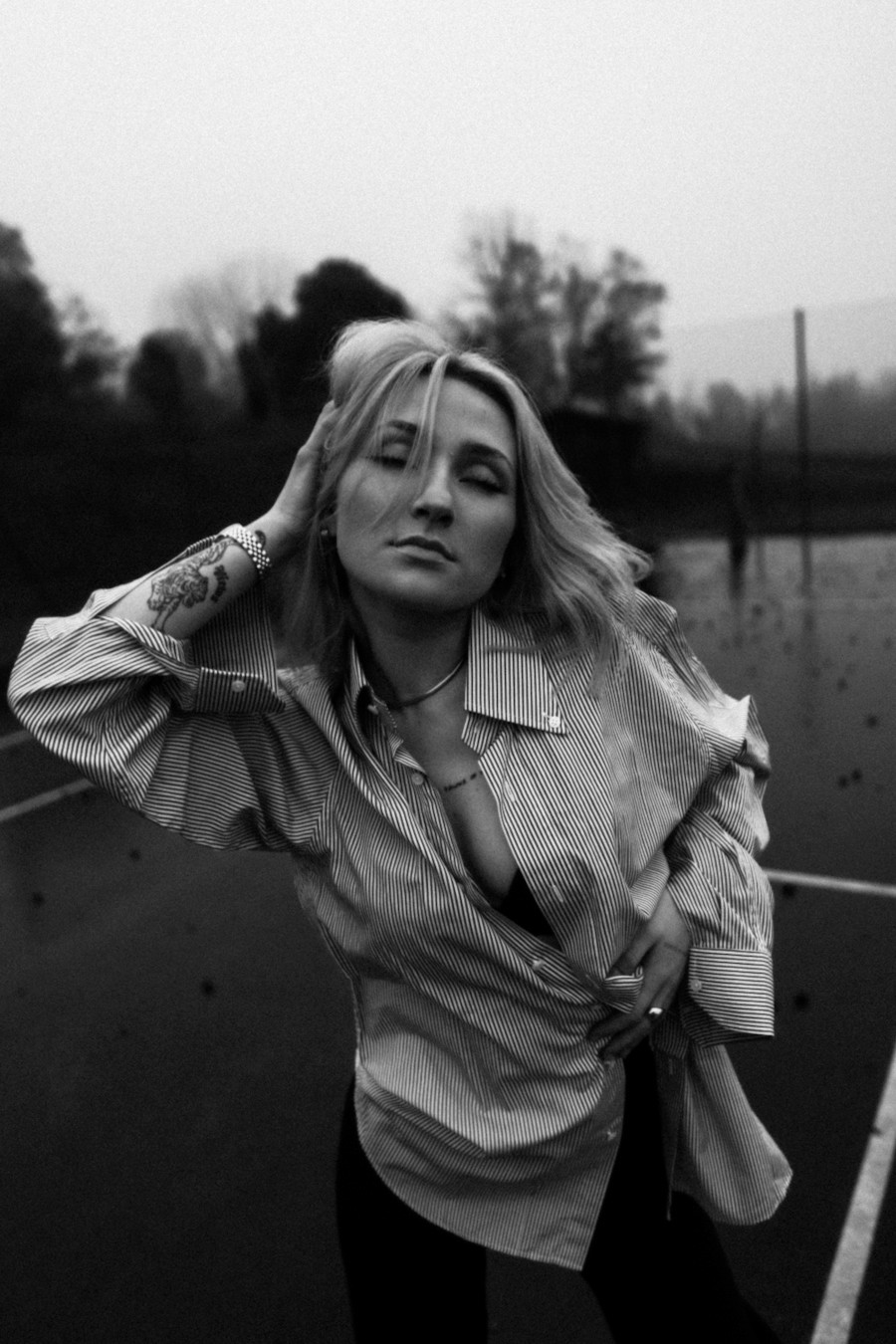 Woman portrait on red background