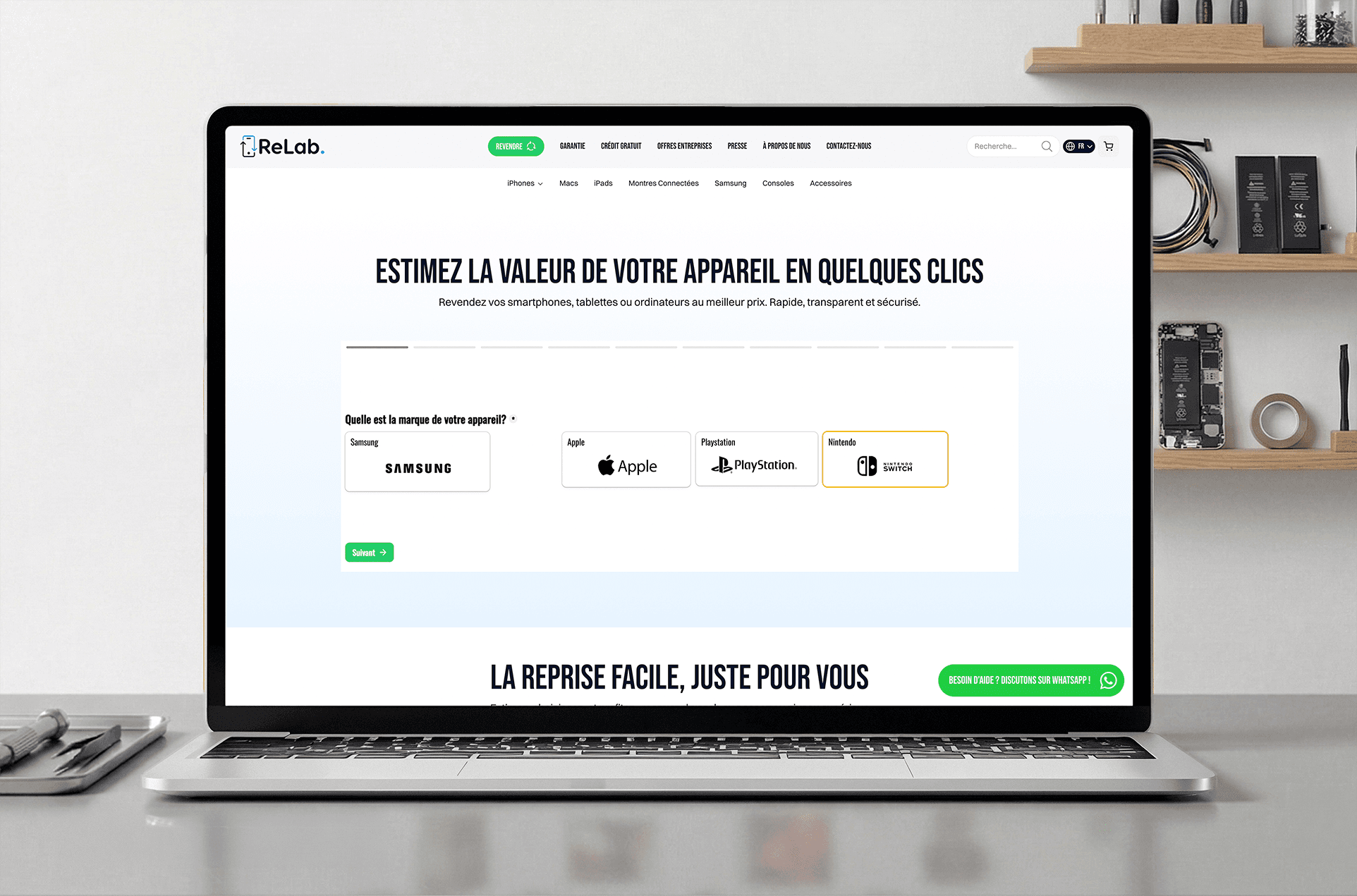 La page de reprise de téléphones d'occasion sur le site Relab.ma par Novaa.studio.