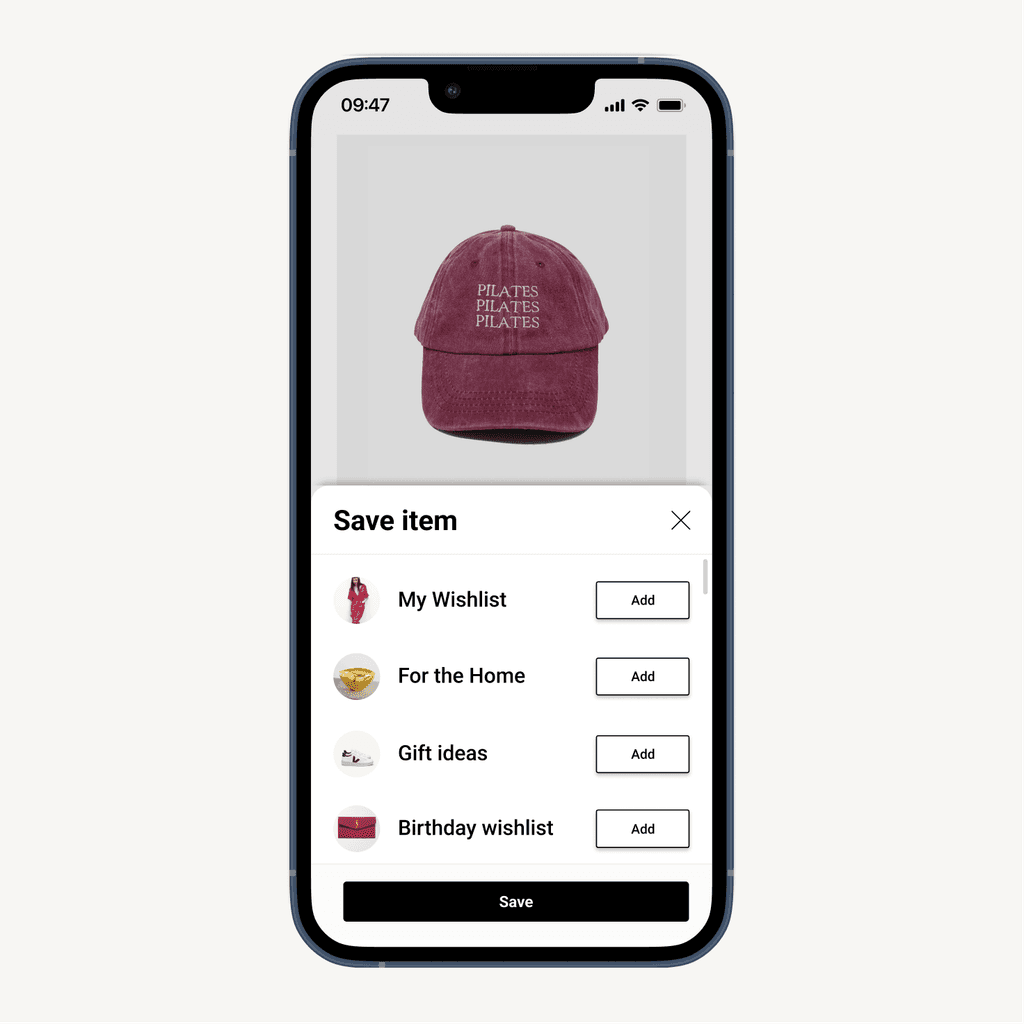 Mobile Gift list with products from different website, retailers and brands