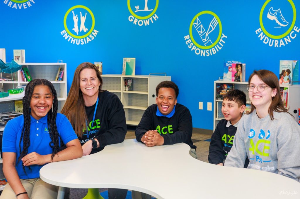 Students and educators in a colorful classroom