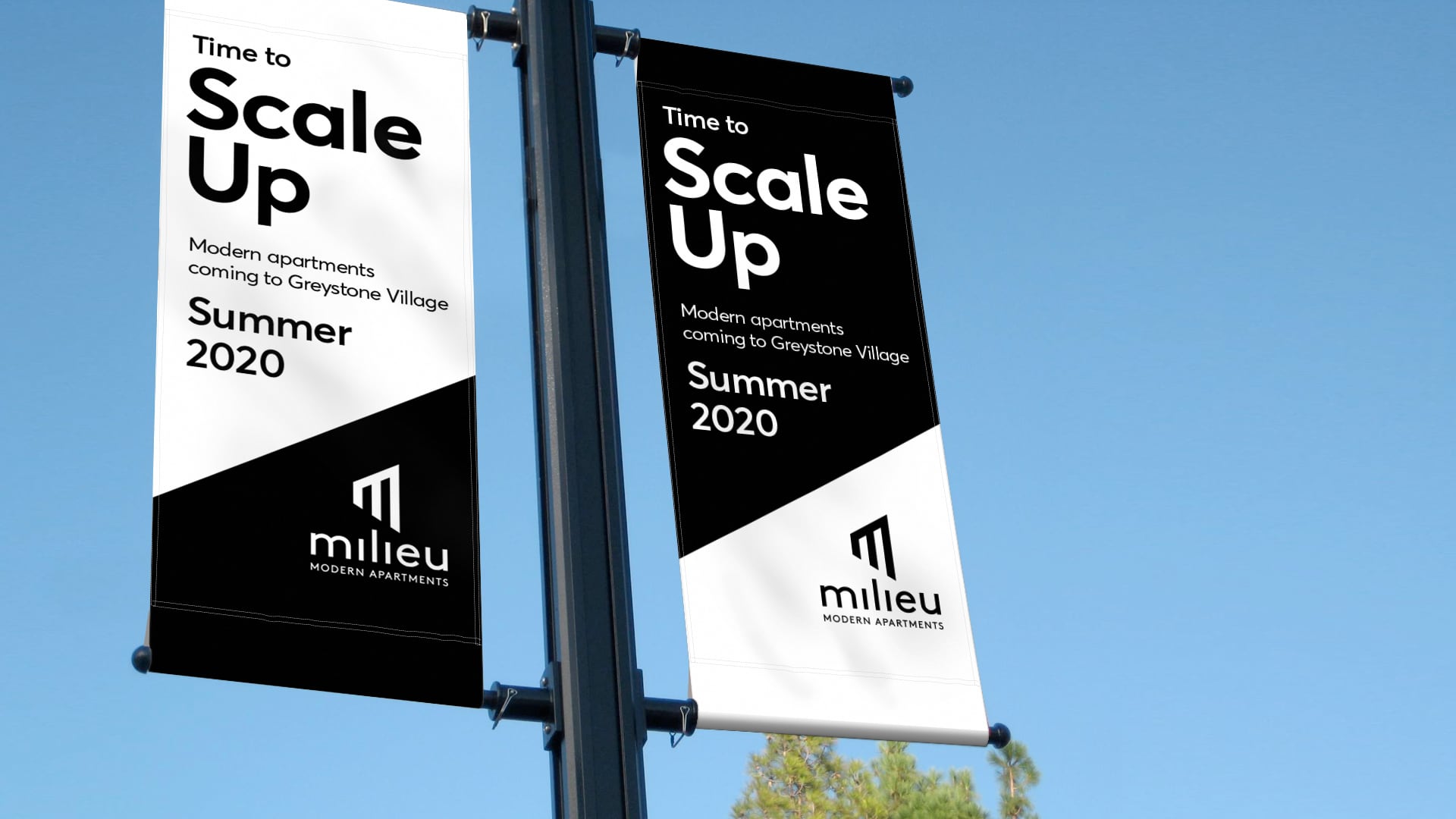 Milieu Logo on signposts.