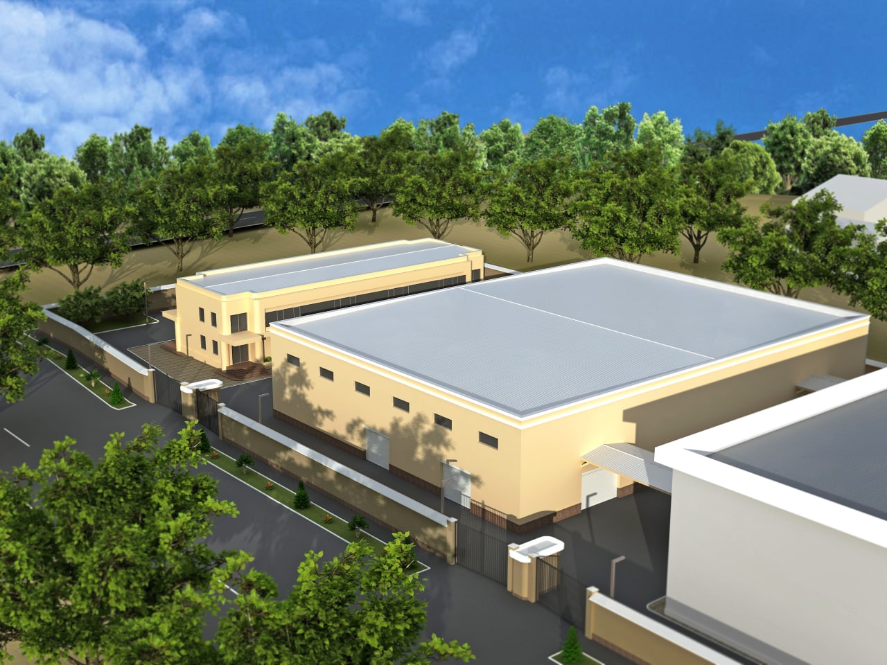 Архитектурный рендер мебельного завода, Ташкентская область