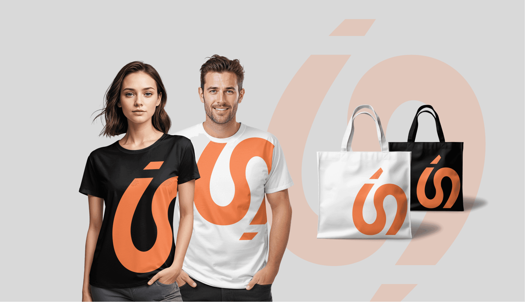 Scoudev logo on a mockup of a t-shirt and a bag.