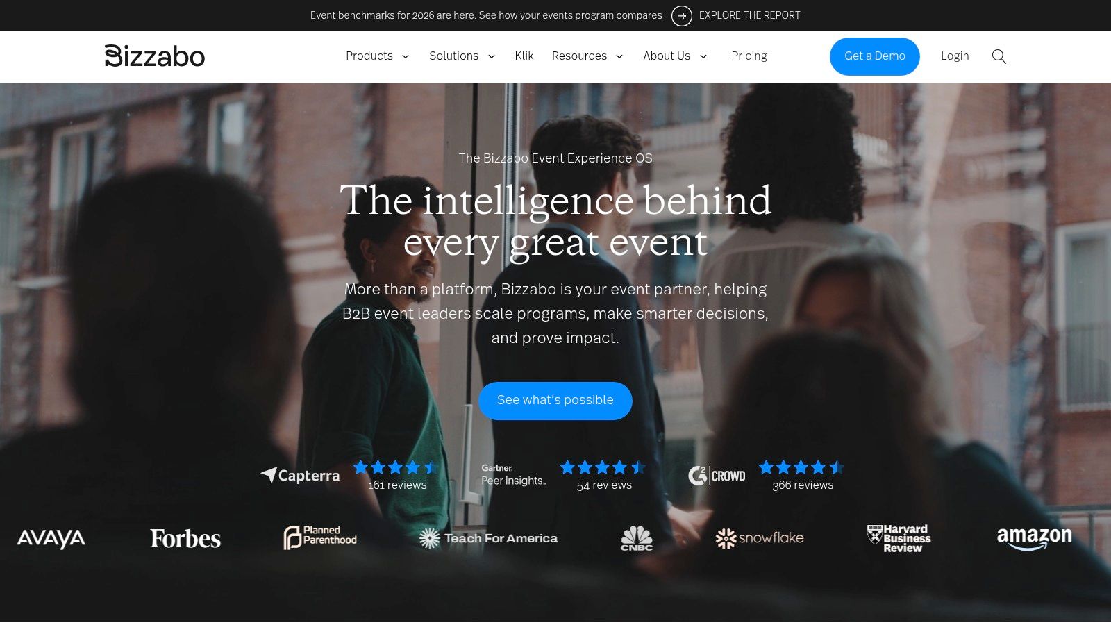 Bizzabo's event management interface showing attendee data and analytics