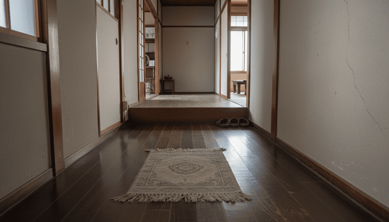在宅介護における住まいの危険箇所と転倒リスクのイメージ