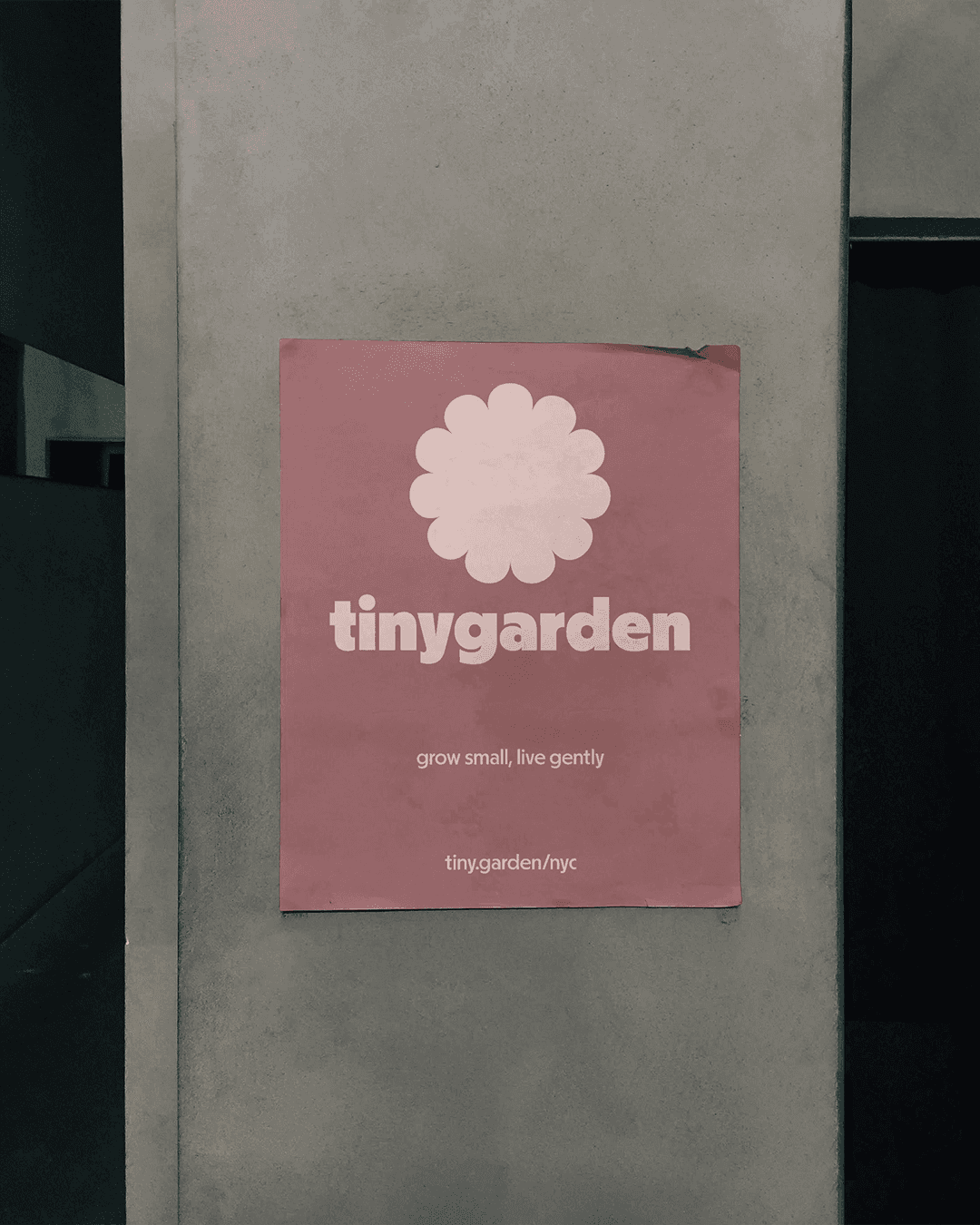 tinygarden poster displaying the tagline "grow smal, live gently"
