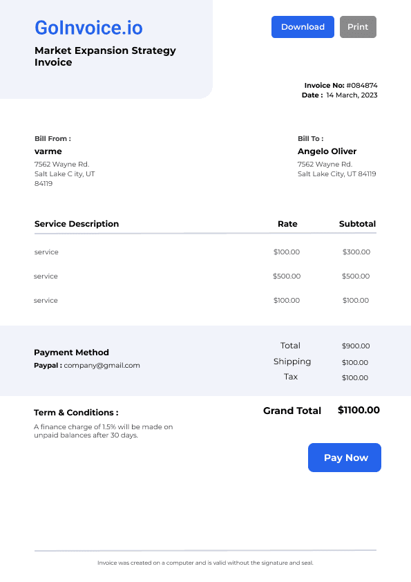 Market Expansion Strategy Invoice