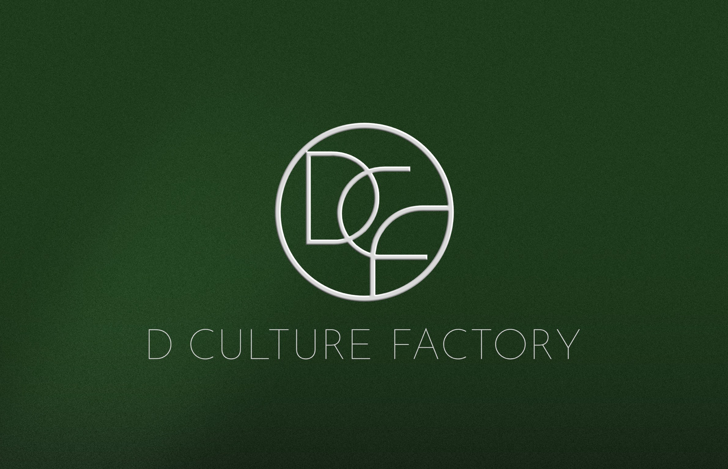 White "D Culture Factory" logo on a dark green background.