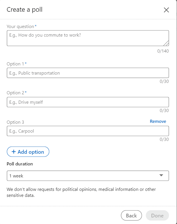 create a poll on LinkedIn