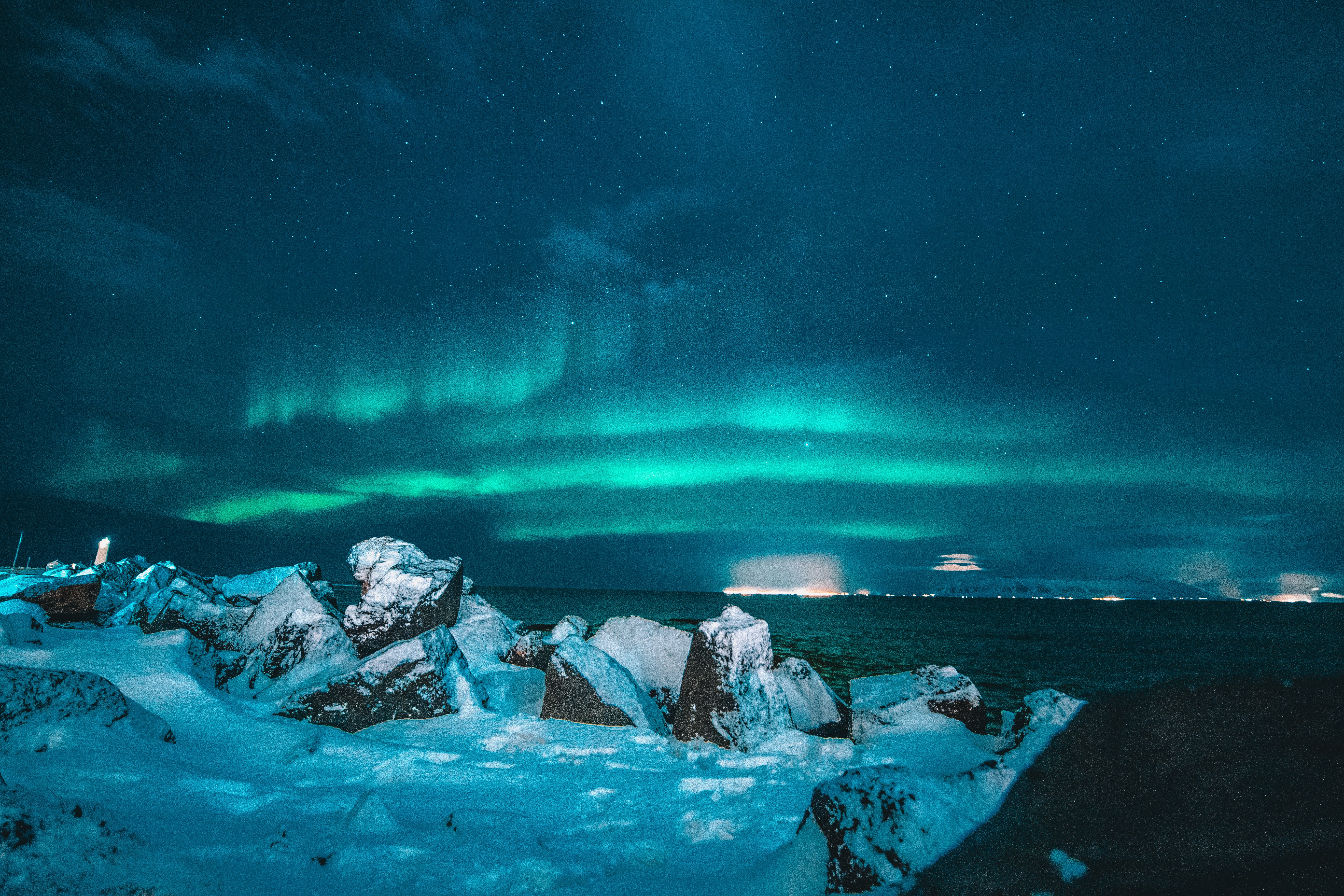 view of Northern Lights in Iceland