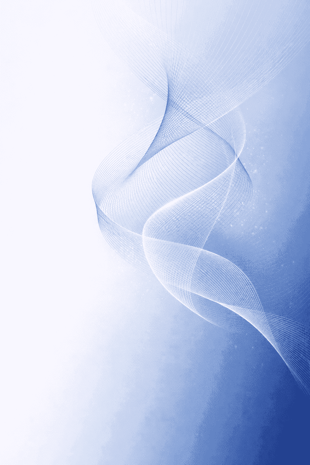Abstract flowing waves on gradient blue to white background.