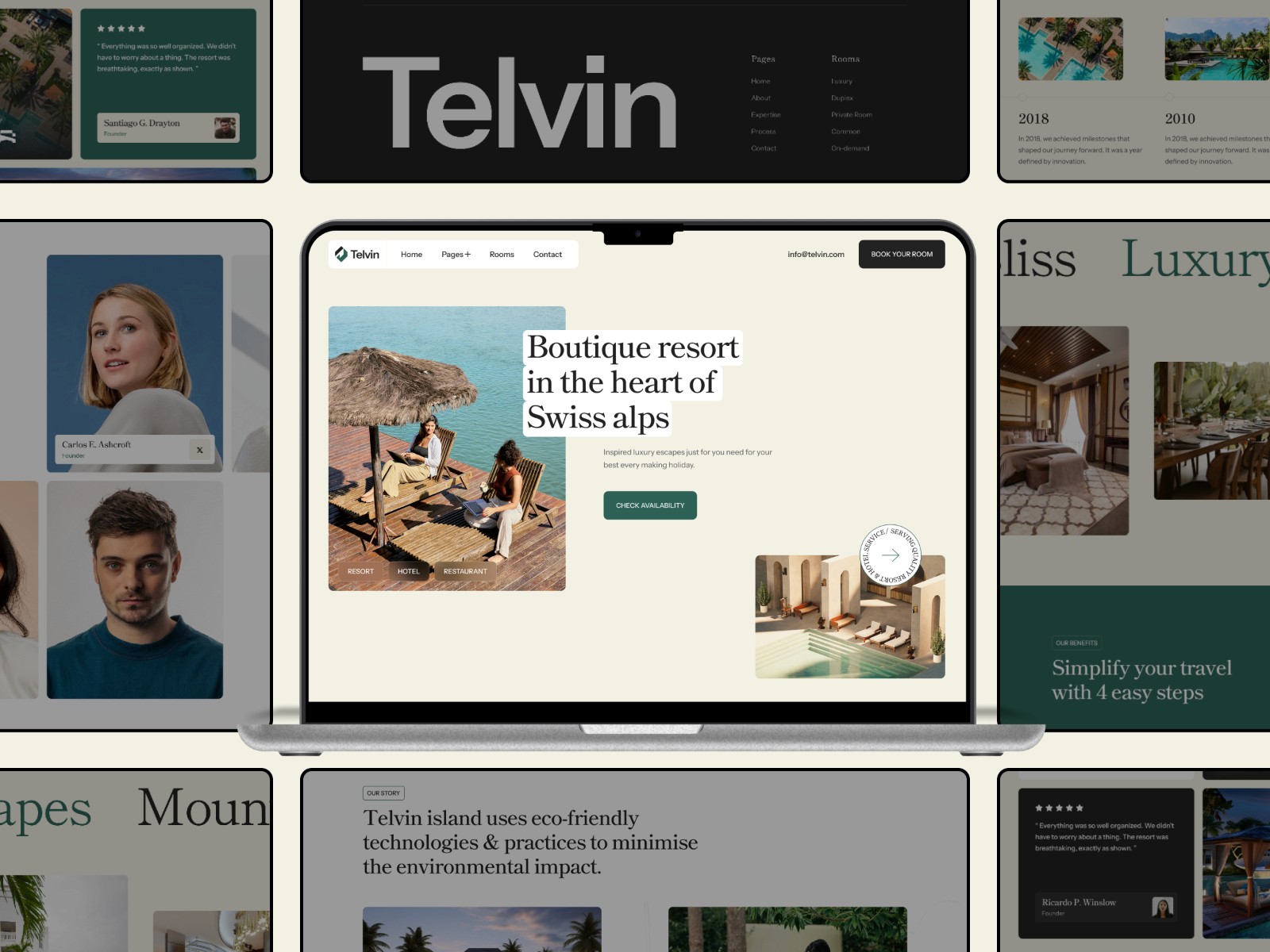 Telvin — 极简现代旅游酒店网站设计灵感