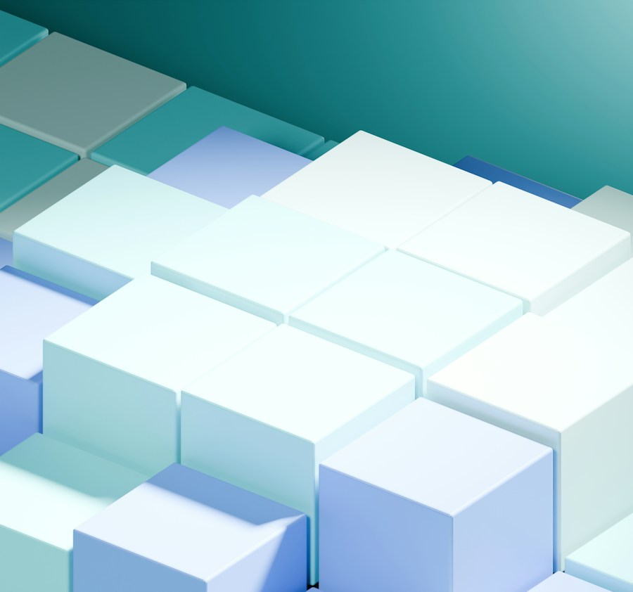 Abstract arrangement of pale cubes