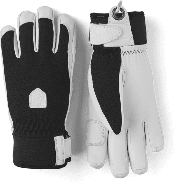 Black, Hestra Gloves Army Leather Patrol 5 Finger