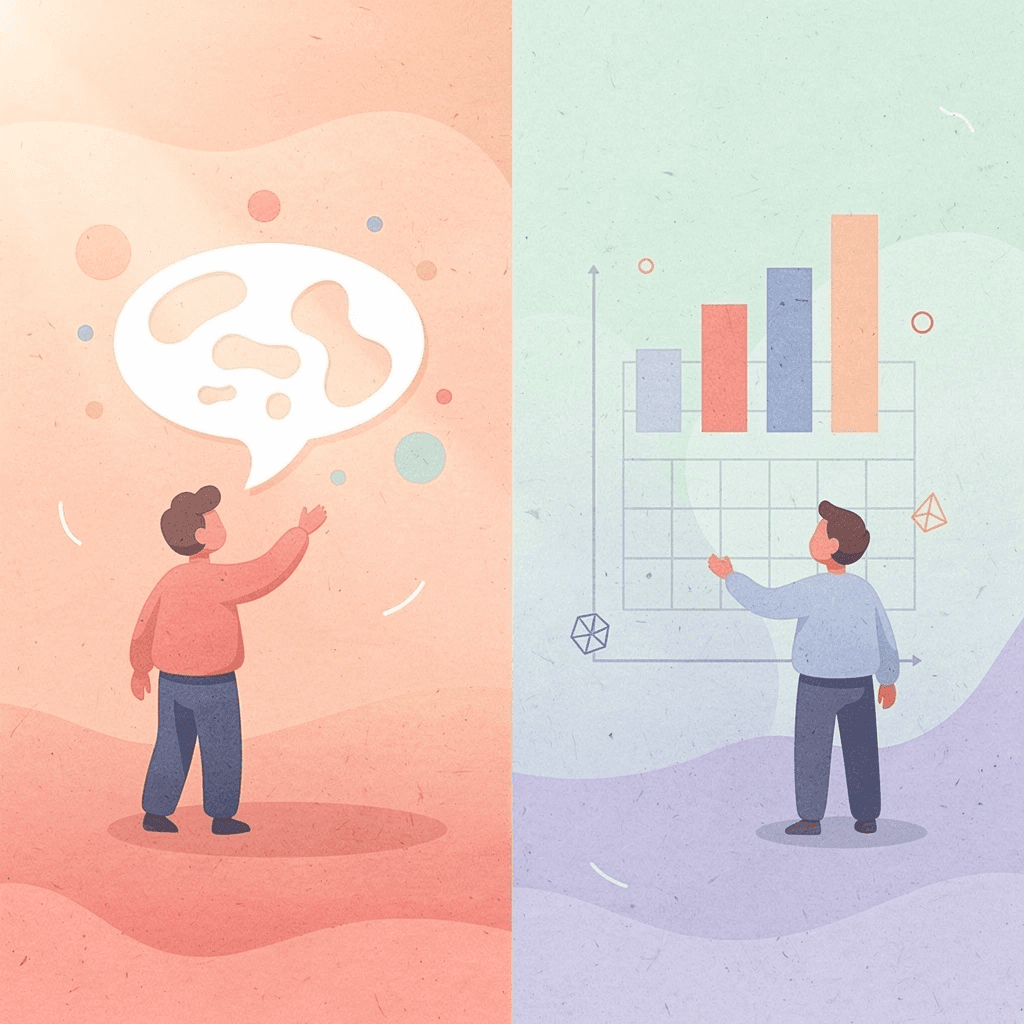 Illustration contrasting social media pressure with natural postpartum healing