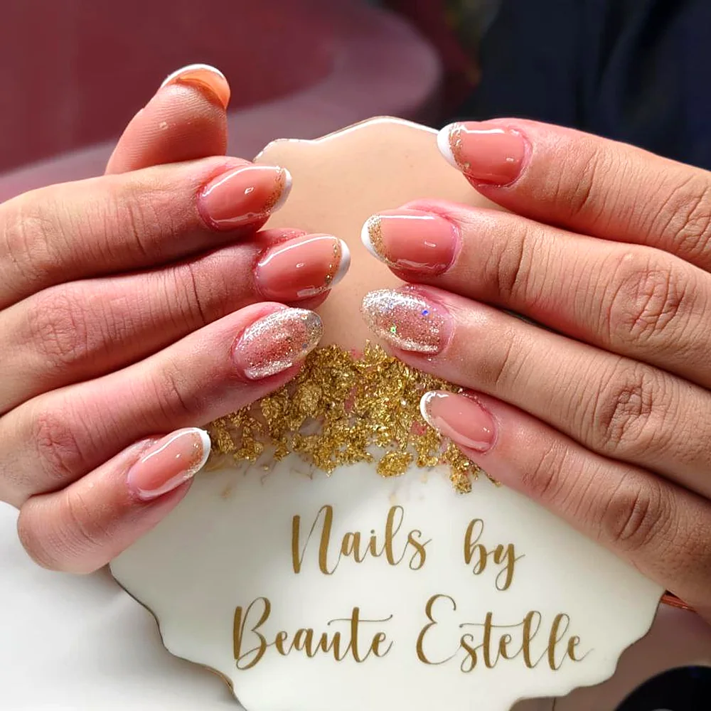 Soft French, gold shimmer