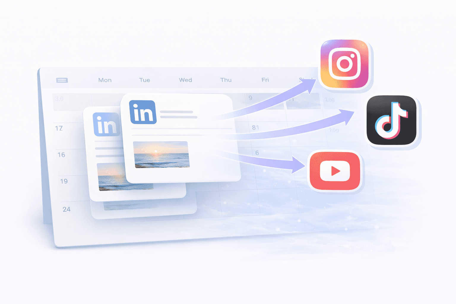 Dashboard showing bulk scheduling of content across multiple social media platforms