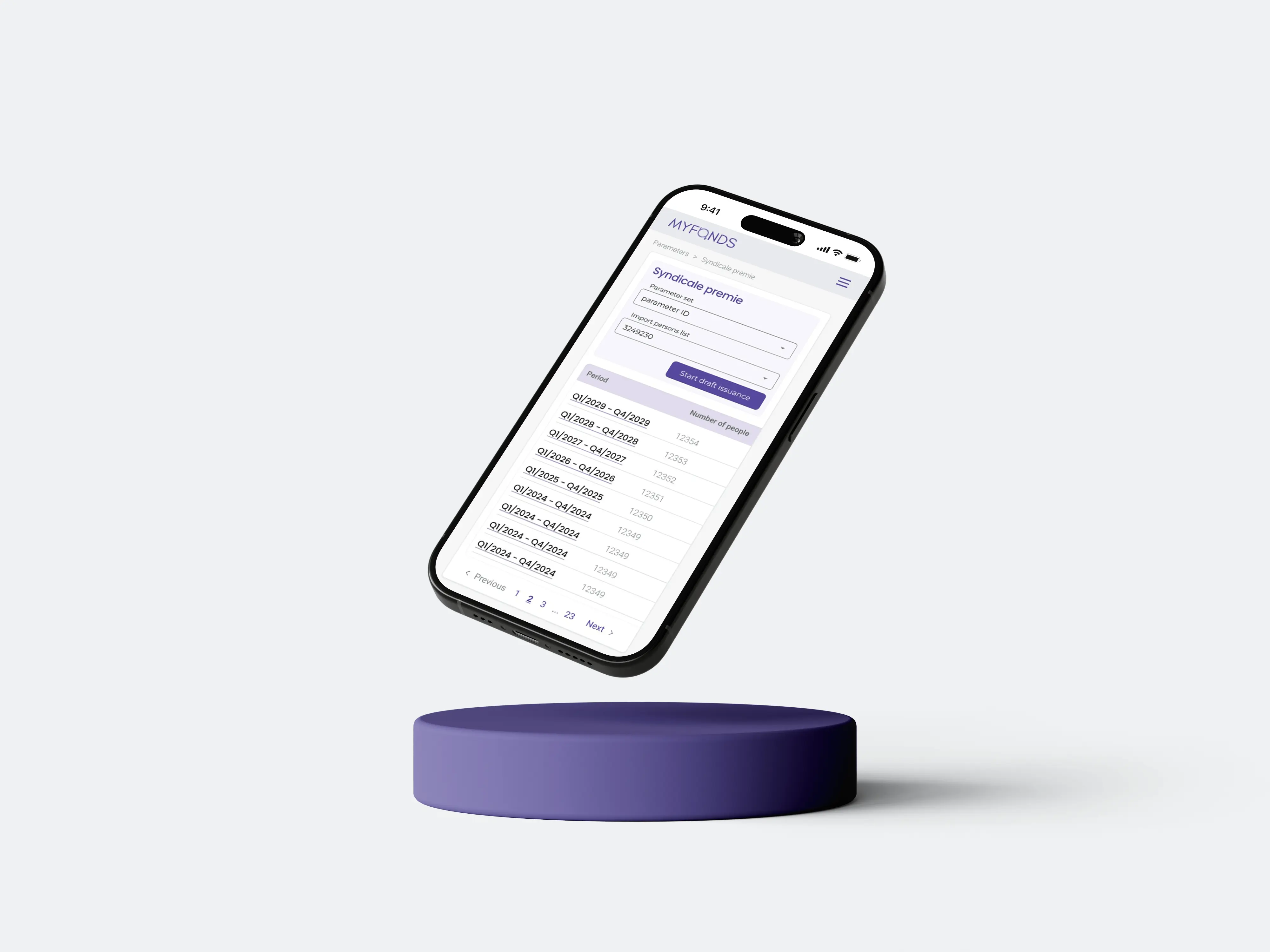 Tablet showing Bloomy UI