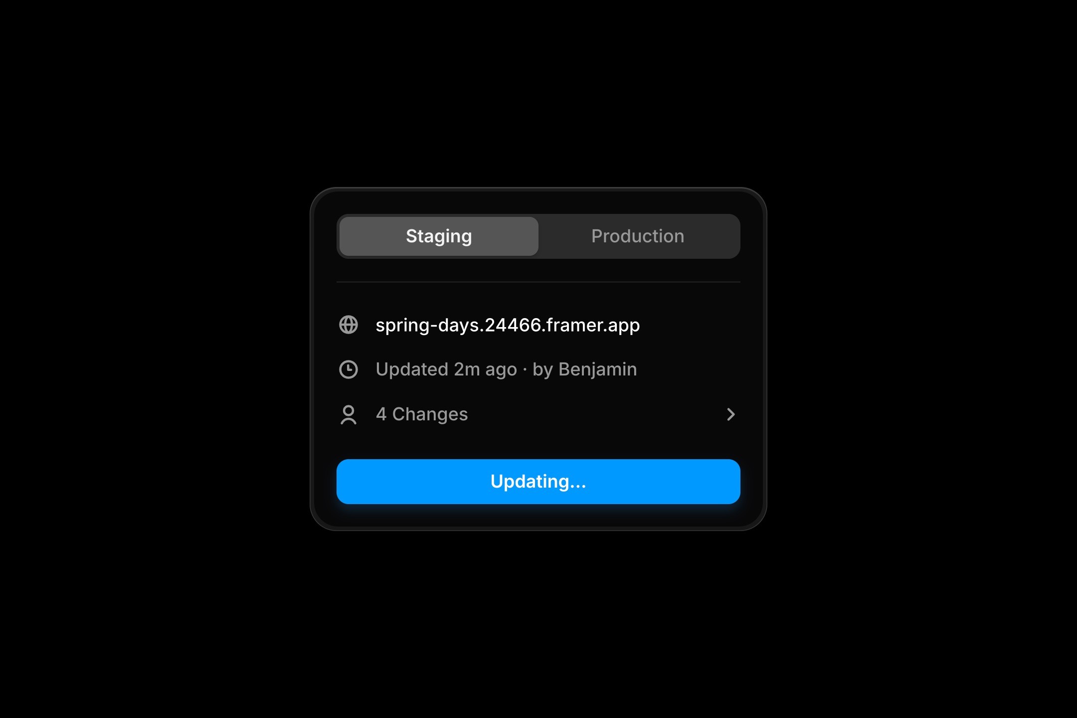 Framer staging envrionment