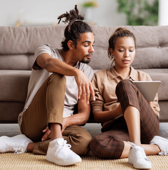 Young couple happy new homeowners