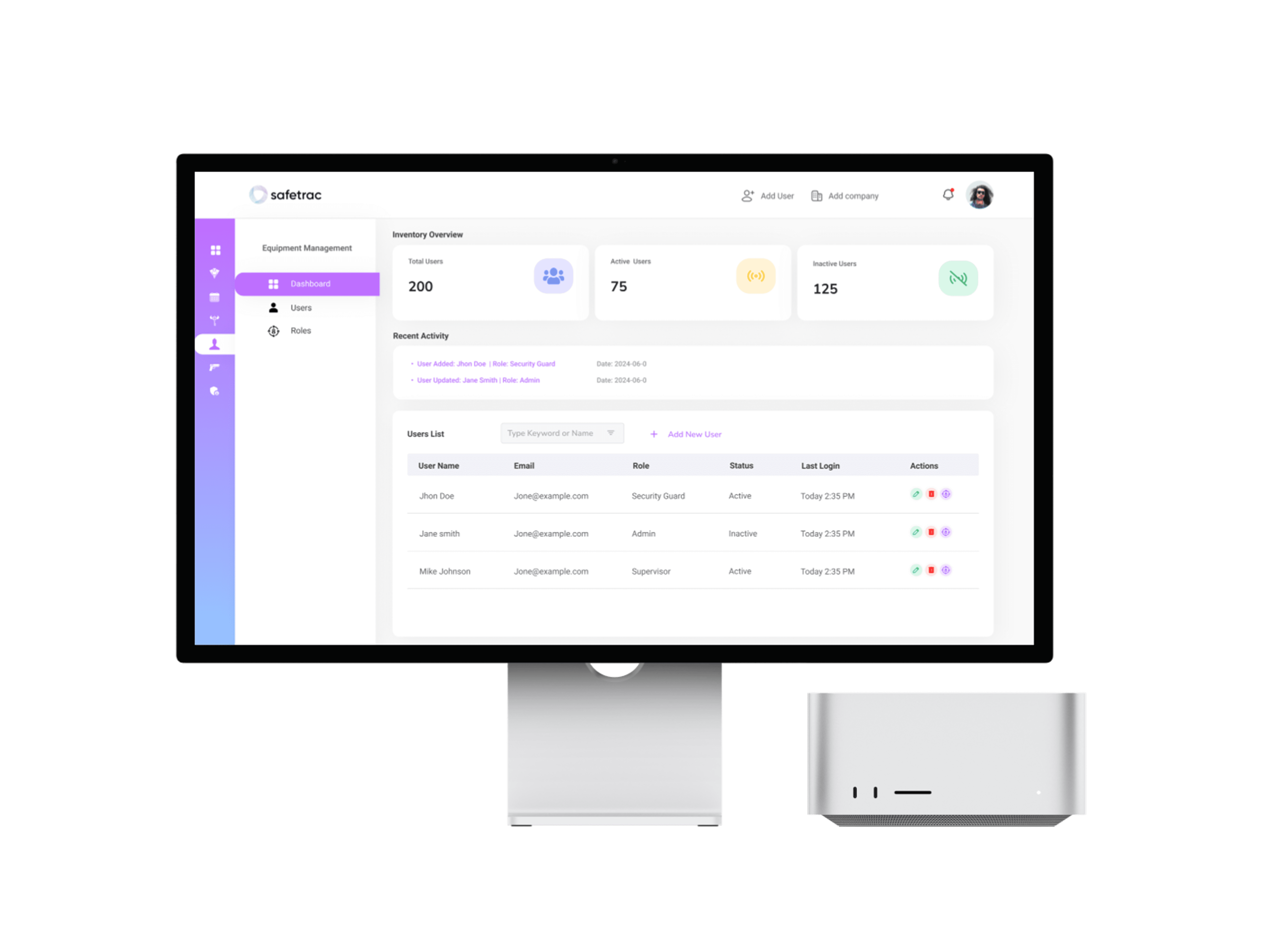Saftrac – Security Management Web App