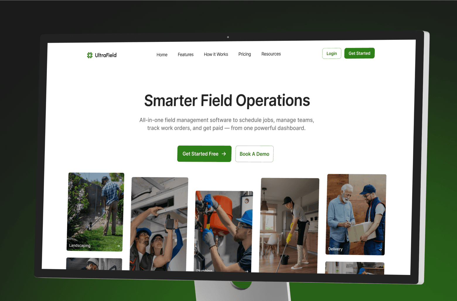 UltraField field management SaaS landing page interface