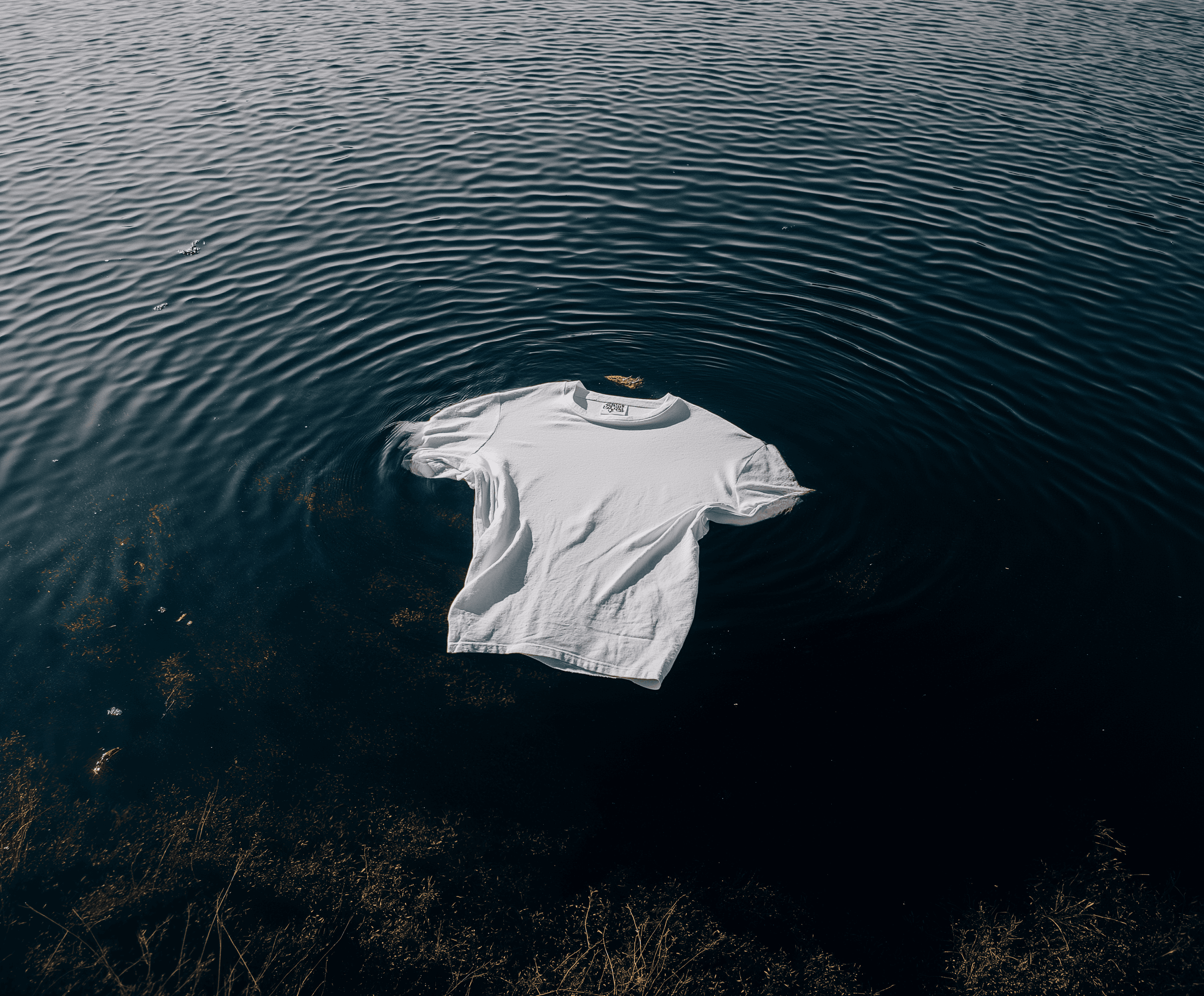 white shirt floating in water