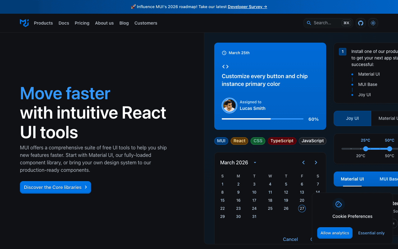 Material UI екранна снимка