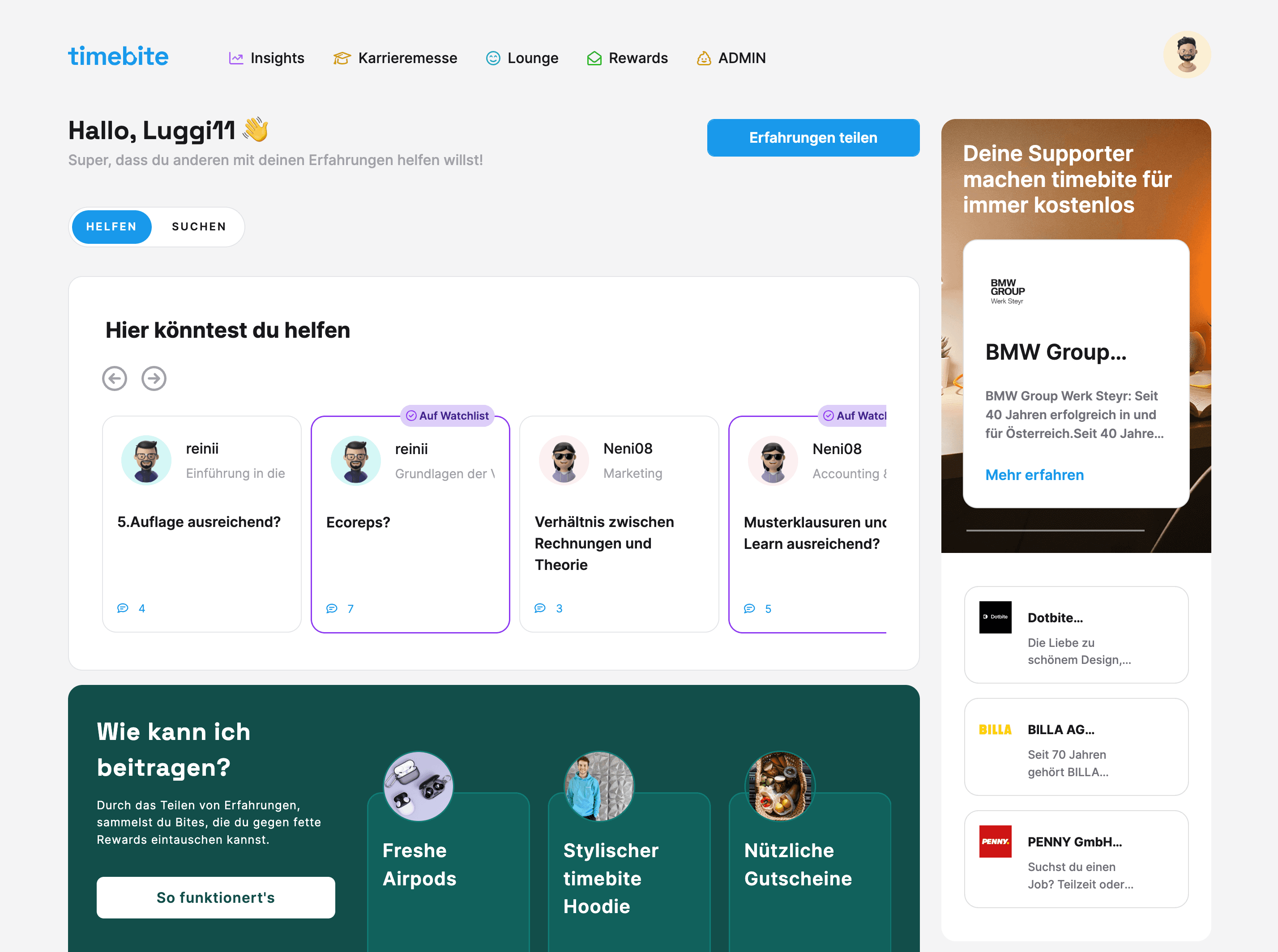 Arbeitgeberprofil in Plattformen integriert