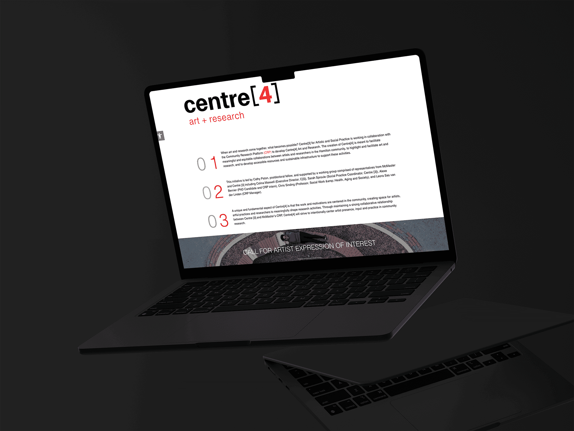 Centre 3 website design for arts education and creative programs