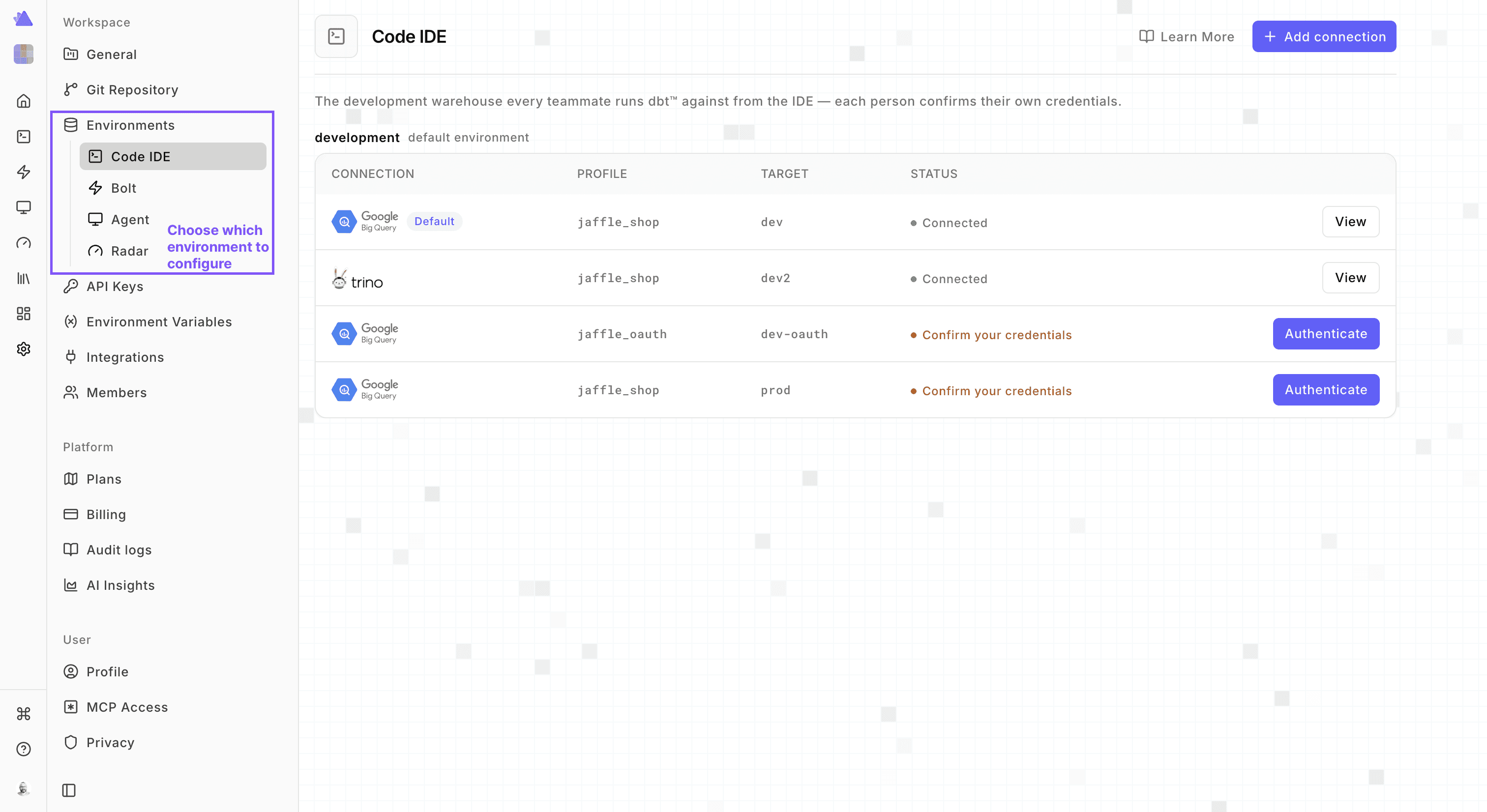 paradime account environments
