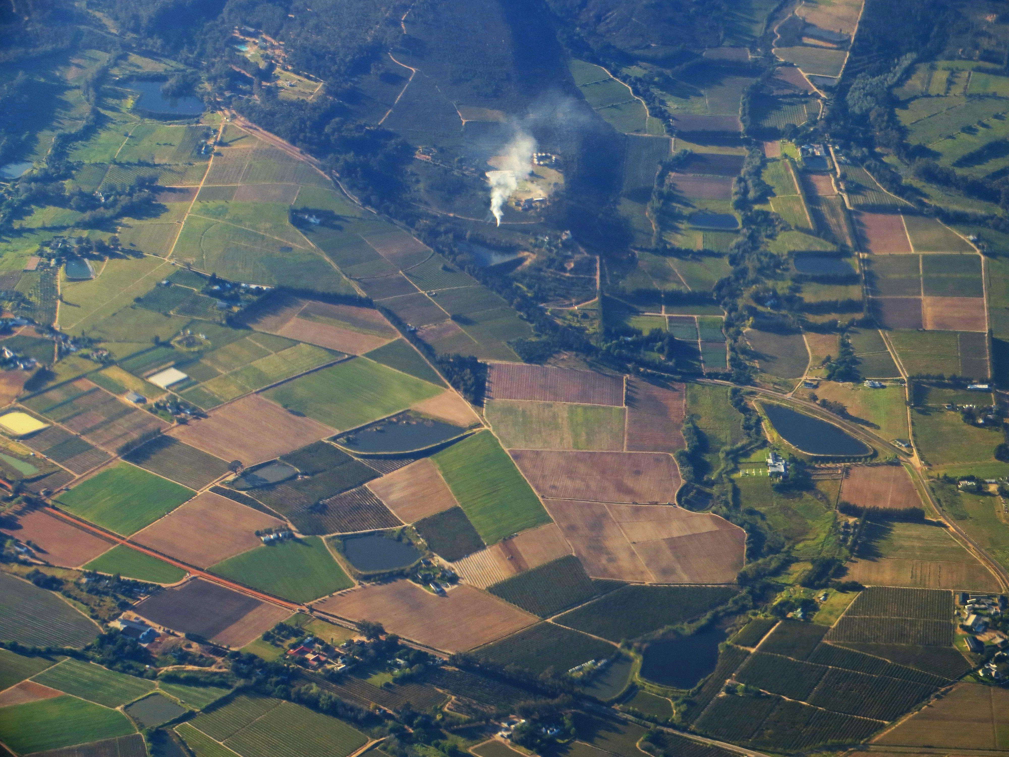 Aerial view of farm land