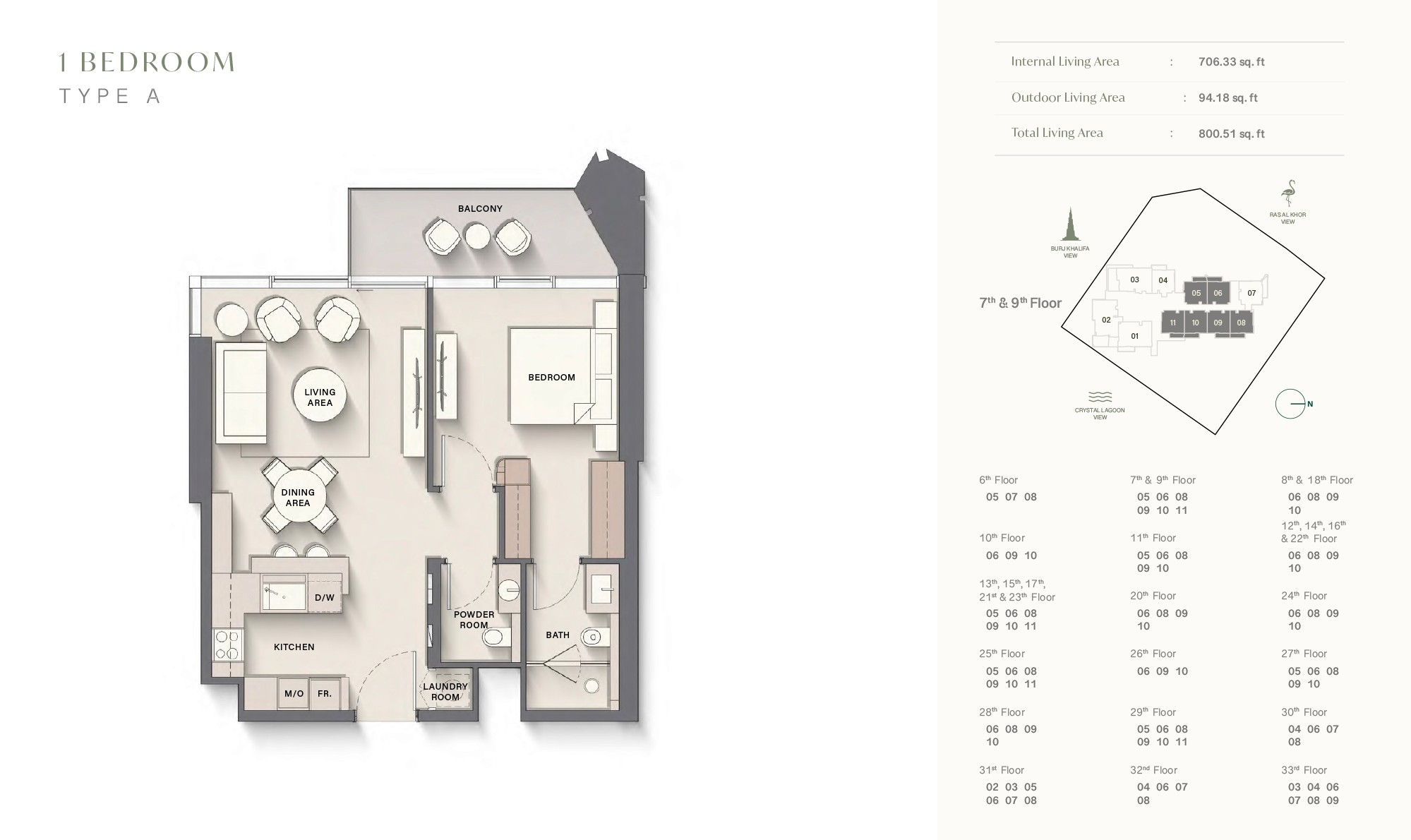 The Highgrove 1-Bedroom Floor Plan