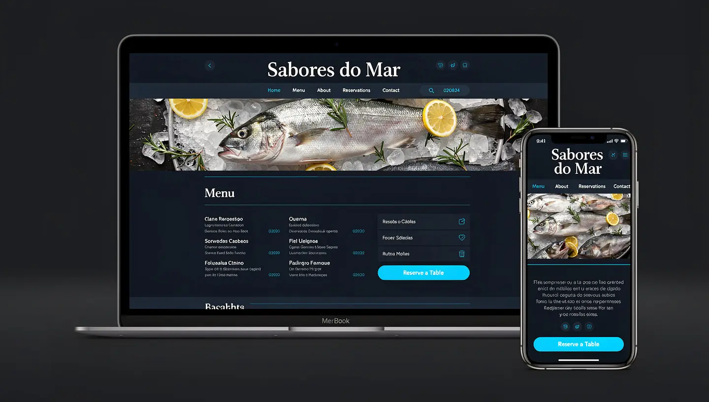 Exemplo de site para restaurante no Algarve criado pela Webora