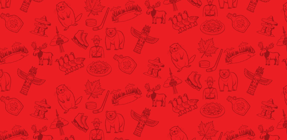 Illustration pattern with canadian symbolds and wildlife